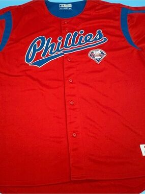Philadelphia Phillies Stitched MLB Dynasty Series Red Button Down Jersey 2XL